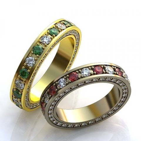 Обручальные кольца роскошного дизайна с камнями AOG-obr-665 из Желтое золото от Ювелирный салон Art of glow 1