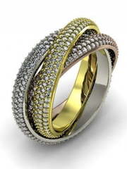 Тройное обручальное кольцо с россыпью бриллиантов AOG-WRB-025 из Комбинированные от Ювелирный салон Art of glow 1