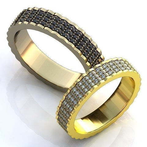 Обручальные кольца с россыпью черных бриллиантов AOG-obr-222 из Желтое золото от Ювелирный салон Art of glow 1