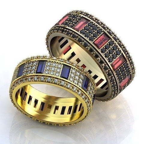 Обручальные кольца с эксклюзивными драгоценными камнями AOG-WRB-004 из Желтое золото от Ювелирный салон Art of glow 1