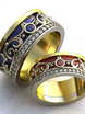 Яркие обручальные кольца с эмалью и драгоценными камнями AOG-obr-776 из Комбинированные от Ювелирный салон Art of glow 1