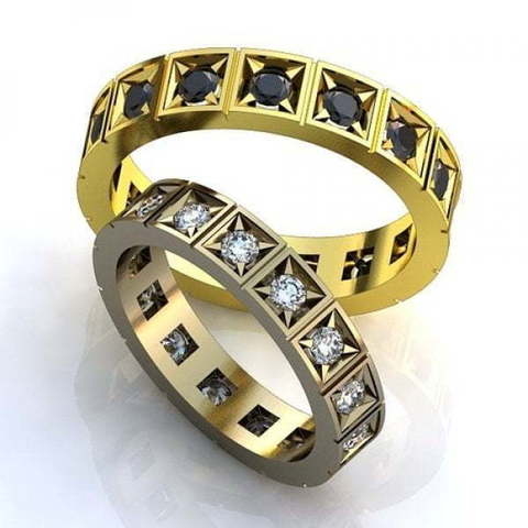 Золотые обручальные кольца необычного дизайна AOG-obr-502 из Желтое золото от Ювелирный салон Art of glow 1