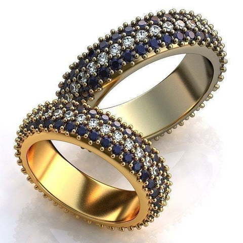Обручальные кольца с россыпью сапфиров и бриллиантов AOG-obr-172 из Желтое золото от Ювелирный салон Art of glow 1