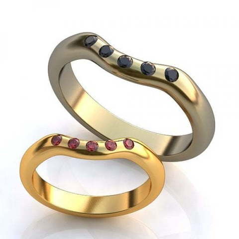 Обручальные кольца с камнями AOG-obr-789 из Желтое золото от Ювелирный салон Art of glow 1