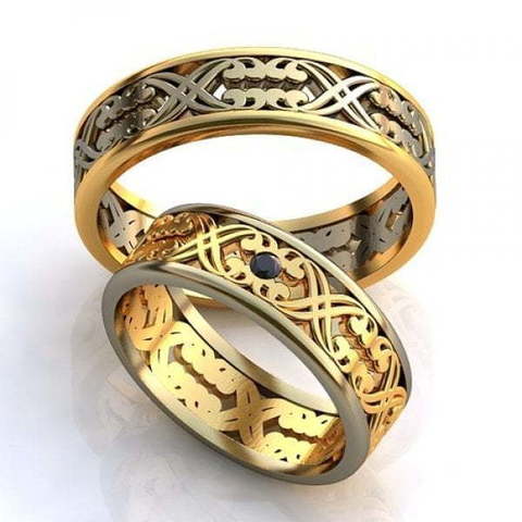 Необычные золотые обручальные кольца AOG-obr-570 из Комбинированные от Ювелирный салон Art of glow 1