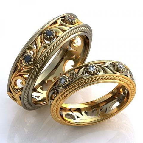 Золотое обручальное кольцо с сапфирами AOG-obr-726 из Комбинированные от Ювелирный салон Art of glow 1