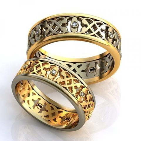 Необычные обручальные кольца с бриллиантами AOG-obr-568 из Комбинированные от Ювелирный салон Art of glow 1