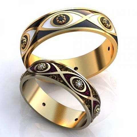Обручальные кольца с бриллиантами и эмалью AOG-obr-597 из Желтое золото от Ювелирный салон Art of glow 1