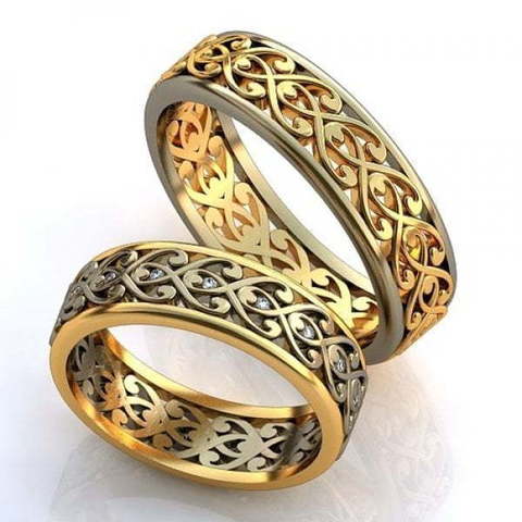 Золотые обручальные кольца с бриллиантами AOG-obr-560 из Комбинированные от Ювелирный салон Art of glow 1