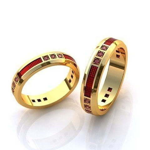 Обручальные кольца с рубинами и эмалью R-KO-1064-1 из Желтое золото от Ювелирный салон Art of glow 1