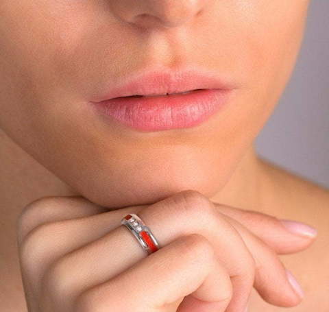 Обручальные кольца с рубинами и эмалью R-KO-1064-1 из Желтое золото от Ювелирный салон Art of glow 2