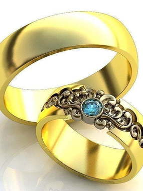 Обручальное кольцо с голубым топазом AOG-obr-1345 из Желтое золото от Ювелирный салон Art of glow 1