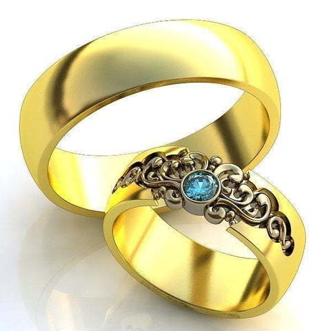 Обручальное кольцо с голубым топазом AOG-obr-1345 из Желтое золото от Ювелирный салон Art of glow 1