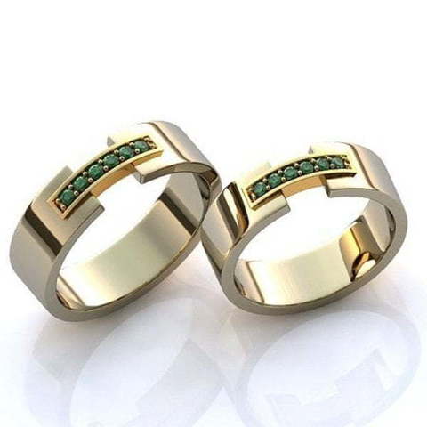 Золотое обручальное кольцо с изумрудами R-KO-1049 из Белое золото от Ювелирный салон Art of glow 2