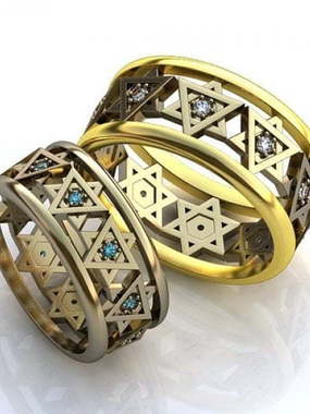 Обручальные кольца с Звездами Давида AOG-obr-646 из Комбинированные от Ювелирный салон Art of glow 1