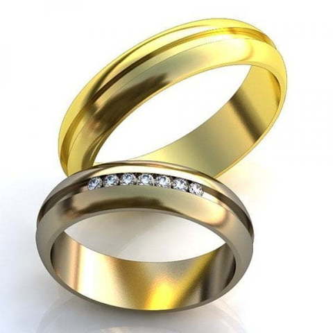 Обручальное кольцо с бриллиантовой дорожкой AOG-obr-544 из Желтое золото, Белое золото от Ювелирный салон Art of glow 3