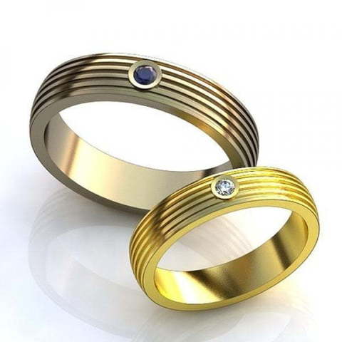 Необычные обручальные кольца с камнями AOG-obr-474 из Желтое золото от Ювелирный салон Art of glow 1