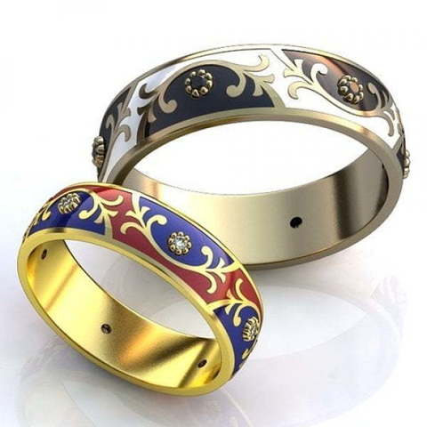 Золотые обручальные кольца с эмалью AOG-obr-595 из Желтое золото от Ювелирный салон Art of glow 1