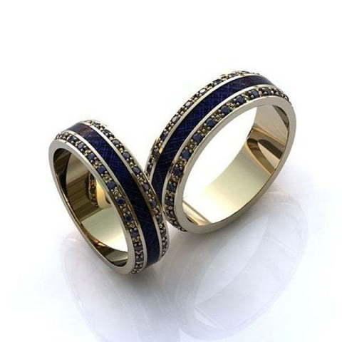 Обручальное кольцо с сапфирами и эмалью R-KO-1099 из Желтое золото от Ювелирный салон Art of glow 1