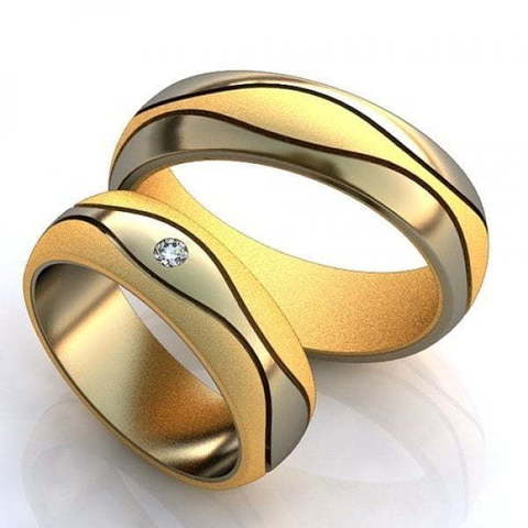 Обручальное кольцо из бело-желтого золота AOG-obr-744 из Комбинированные от Ювелирный салон Art of glow 1