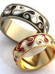 Обручальные кольца с эмалью и камнями AOG-obr-307 из Желтое золото от Ювелирный салон Art of glow 1