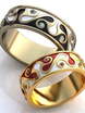 Обручальные кольца с эмалью и камнями AOG-obr-307 из Желтое золото от Ювелирный салон Art of glow 1