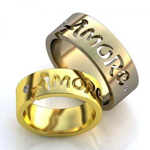 Обручальное кольцо с перфорированной надписью AOG-obr-703 из Желтое золото от Ювелирный салон Art of glow 1