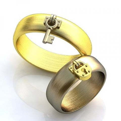 Необычные обручальные кольца с подвесками AOG-obr-508 из Желтое золото от Ювелирный салон Art of glow 1