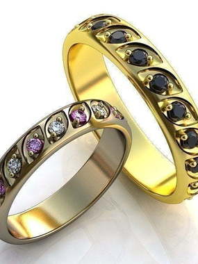 Обручальные кольца с драгоценными камнями AOG-obr-218 из Желтое золото от Ювелирный салон Art of glow 1