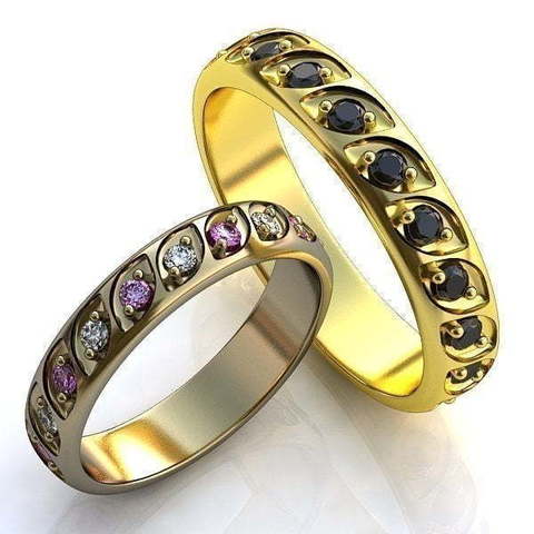 Обручальные кольца с драгоценными камнями AOG-obr-218 из Желтое золото от Ювелирный салон Art of glow 1