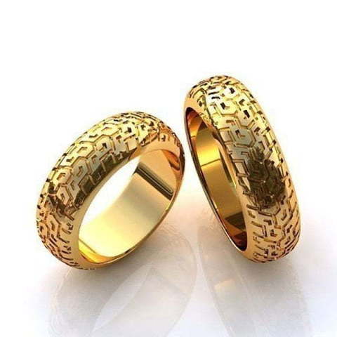 Эксклюзивные золотые обручальные кольца R-KO-1057 из Желтое золото от Ювелирный салон Art of glow 1
