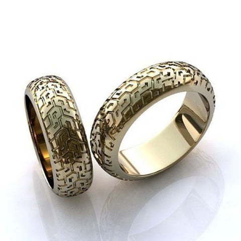 Обручальные кольца эксклюзивного дизайна R-KO-1001 из Желтое золото от Ювелирный салон Art of glow 1