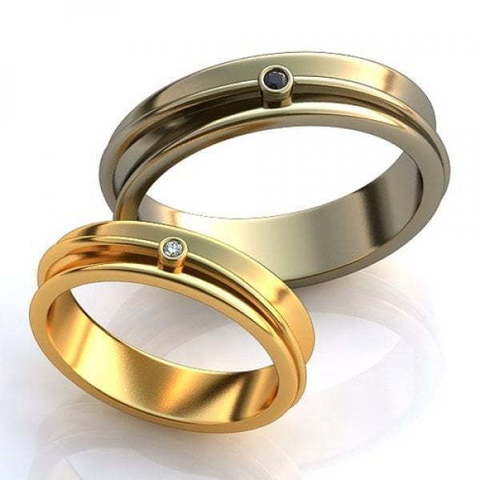 Обручальные кольца с черным и белым бриллиантом AOG-obr-542 из Желтое золото от Ювелирный салон Art of glow 1