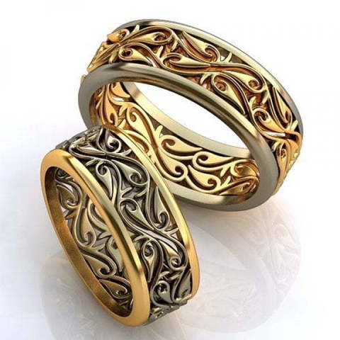 Золотые обручальные кольца с узором AOG-obr-557 из Комбинированные от Ювелирный салон Art of glow 1