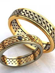 Двухцветные обручальные кольца с сапфиром AOG-obr-562 из Комбинированные от Ювелирный салон Art of glow 1