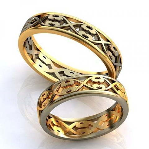 Двухцветные обручальные кольца без камней AOG-obr-575 из Комбинированные от Ювелирный салон Art of glow 1