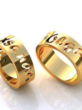 Обручальные кольца с именами R-KO-1034 из Желтое золото от Ювелирный салон Art of glow 1