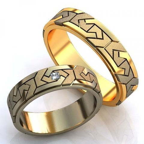 Необычные обручальные кольца с узором AOG-obr-457 из Комбинированные от Ювелирный салон Art of glow 1