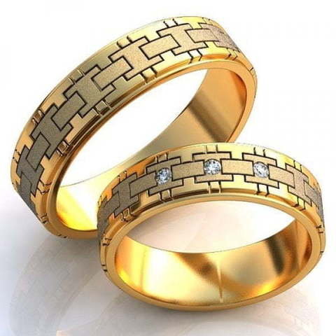 Обручальные кольца с графическим узором AOG-obr-451 из Желтое золото от Ювелирный салон Art of glow 1
