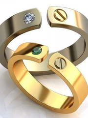 Дизайнерские обручальные кольца с камнями AOG-obr-342 из Желтое золото от Ювелирный салон Art of glow 1