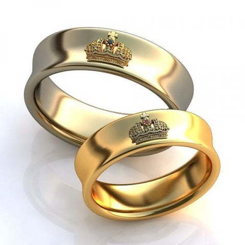 Золотые обручальные кольца с короной AOG-obr-583 из Желтое золото от Ювелирный салон Art of glow 1