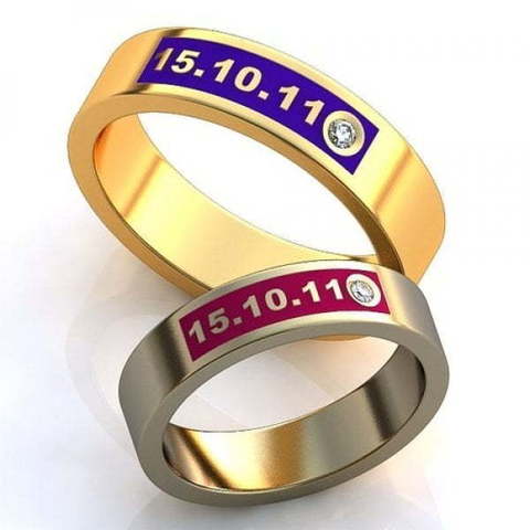 Обручальные кольца с датой свадьбы AOG-obr-261 из Желтое золото от Ювелирный салон Art of glow 1
