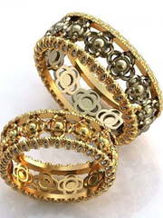 Широкие узорчатые обручальные кольца AOG-obr-661 из Желтое золото, Комбинированные от Ювелирный салон Art of glow 1