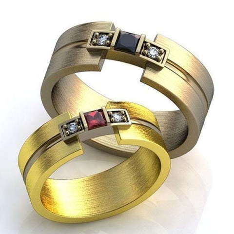 Необычные обручальные кольца с камнями AOG-obr-407 из Желтое золото от Ювелирный салон Art of glow 1