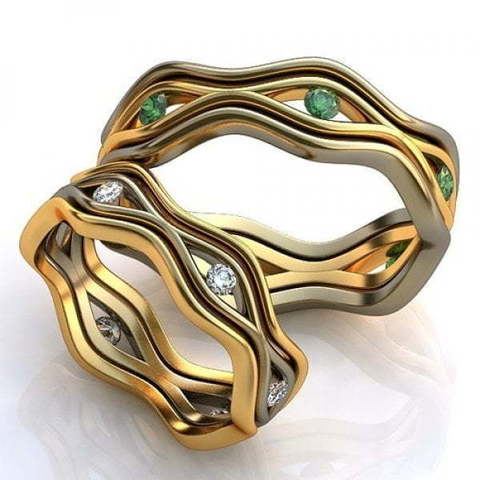 Фигурные обручальные кольца с камнями AOG-obr-387 из Комбинированные от Ювелирный салон Art of glow 1