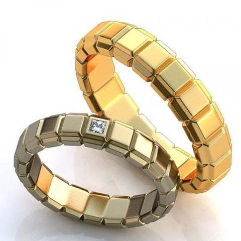 Обручальные кольца с рельефной поверхностью AOG-obr-339 из Желтое золото от Ювелирный салон Art of glow 1