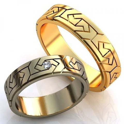 Обручальные кольца с графическим узором AOG-obr-286 из Желтое золото от Ювелирный салон Art of glow 1