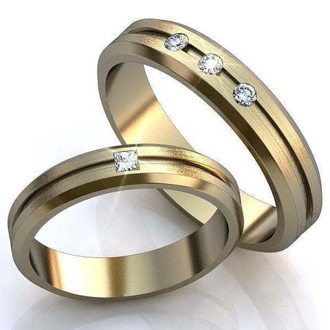 Стильные обручальные кольца с бриллиантами AOG-obr-003 из Желтое золото от Ювелирный салон Art of glow 1