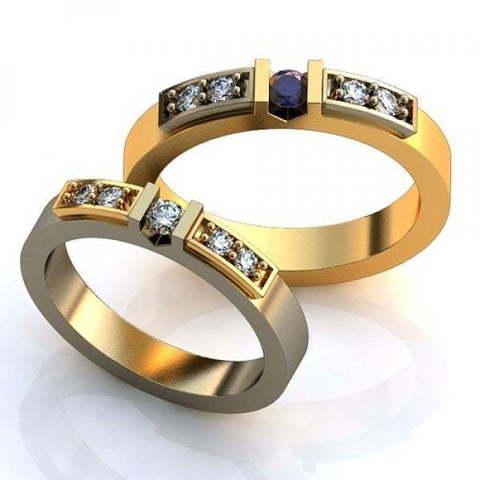 Обручальные кольца с сапфиром и бриллиантами AOG-obr-491 из Комбинированные от Ювелирный салон Art of glow 1