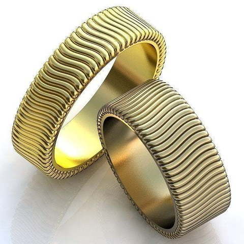 Широкие рельефные обручальные кольца AOG-obr-206 из Желтое золото от Ювелирный салон Art of glow 1